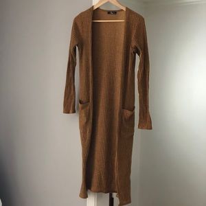 Mustard colored long cardigan/duster